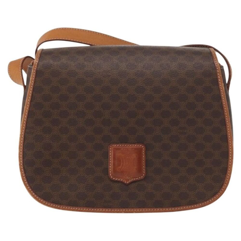 Celine Vintage Macadam Canvas Brown Canvas Shoulder Bag Bag